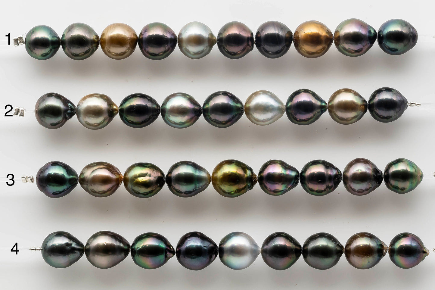 9-10mm Multi Color Teardrop Tahitian Pearl with Amazing High Luster in Short Strand for Making Jewelry, SKU # 1541TH