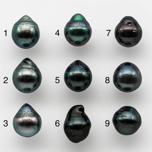 11-12mm Tahitian Pearl Teardrop Loose Single Piece Undrilled in Natural Color and High Luster with Blemishes, SKU # 1494TH