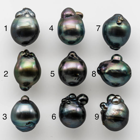 12-13mm Tahitian Pearl Baroque Teardrop Shape Loose Undrilled Single Piece Natural Color and High Luster, SKU # 1504TH