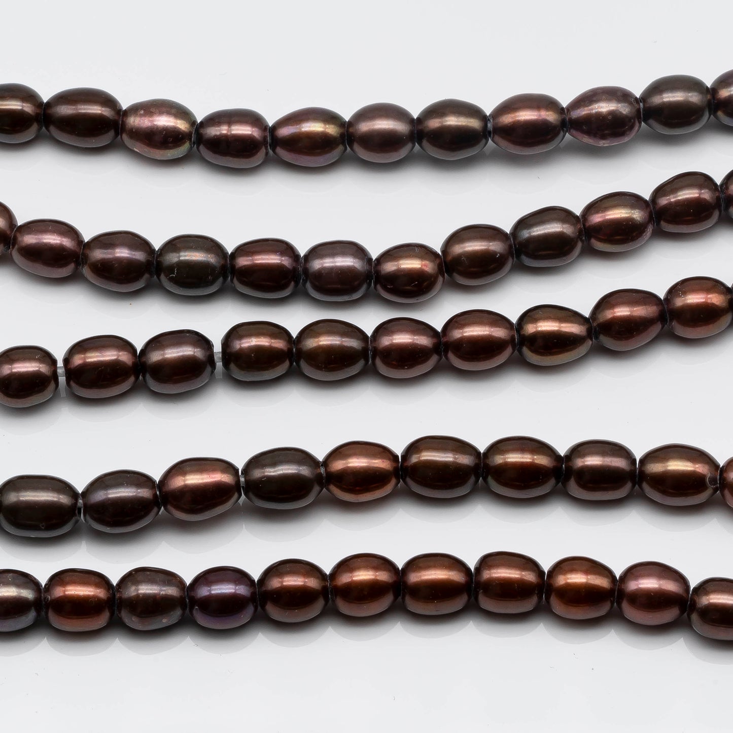 8-9mm Large Hole bead in Chocolate, Freshwater Pearl Rice Shape with 2.5mm Hole in 8 inch Strand for Jewelry Making, SKU # 1562FW