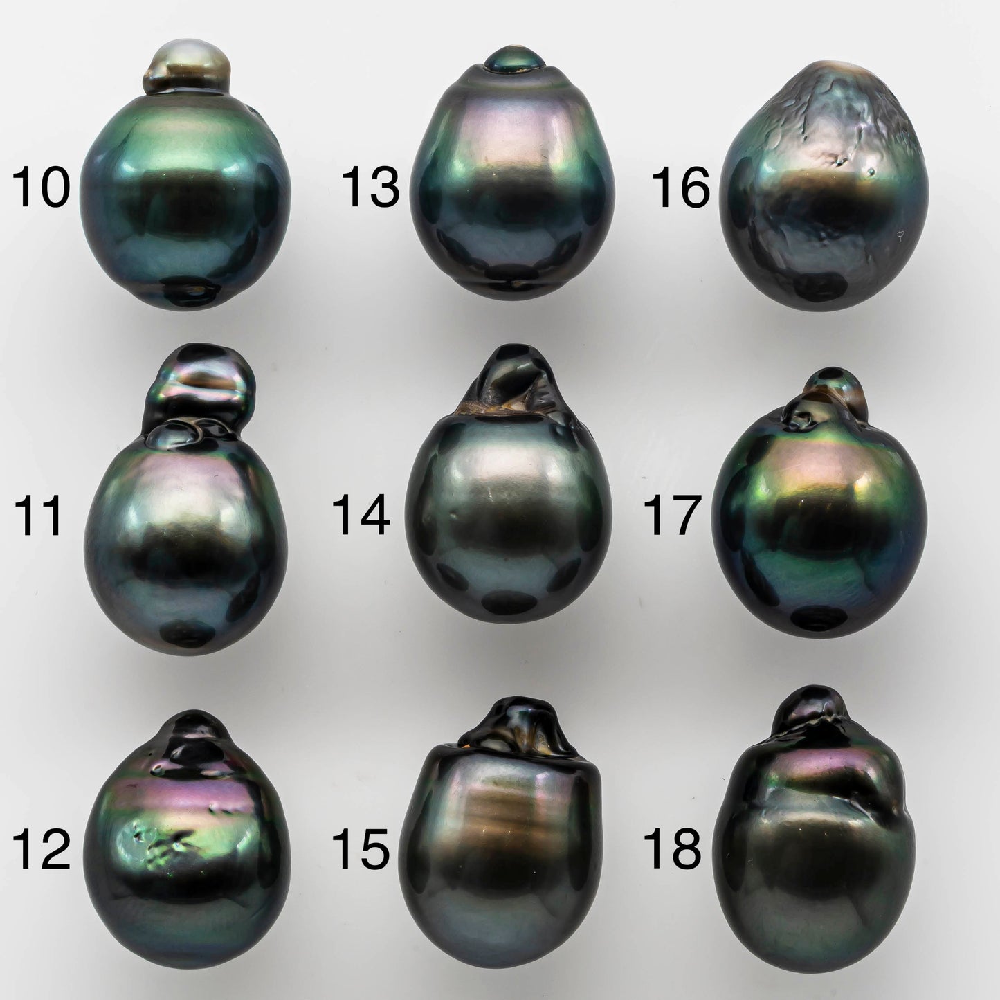 13-14mm Large Tahitian Pearl Drops in Natural Color and High Luster, Single Loose Piece Undrilled, SKU # 1510TH