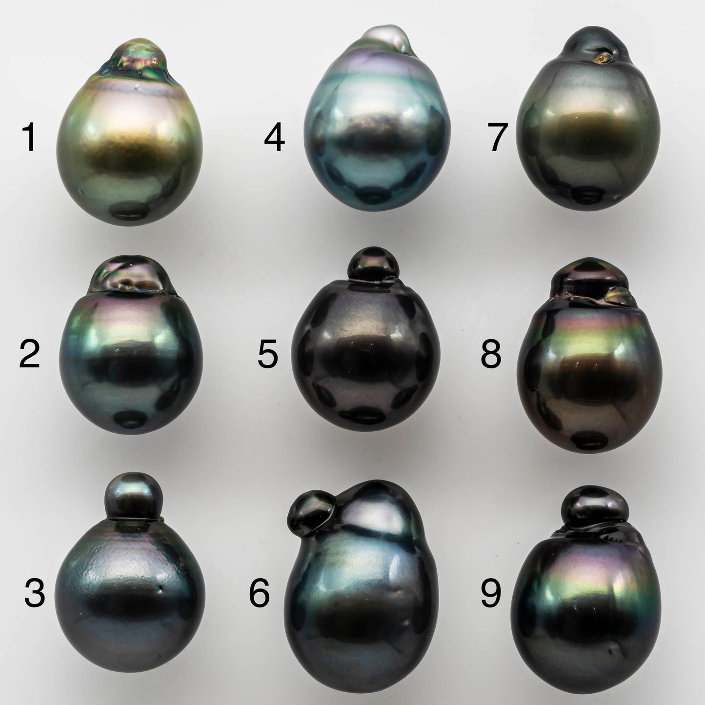 13-14mm Large Tahitian Pearl Drops in Natural Color and High Luster, Single Loose Piece Undrilled, SKU # 1510TH