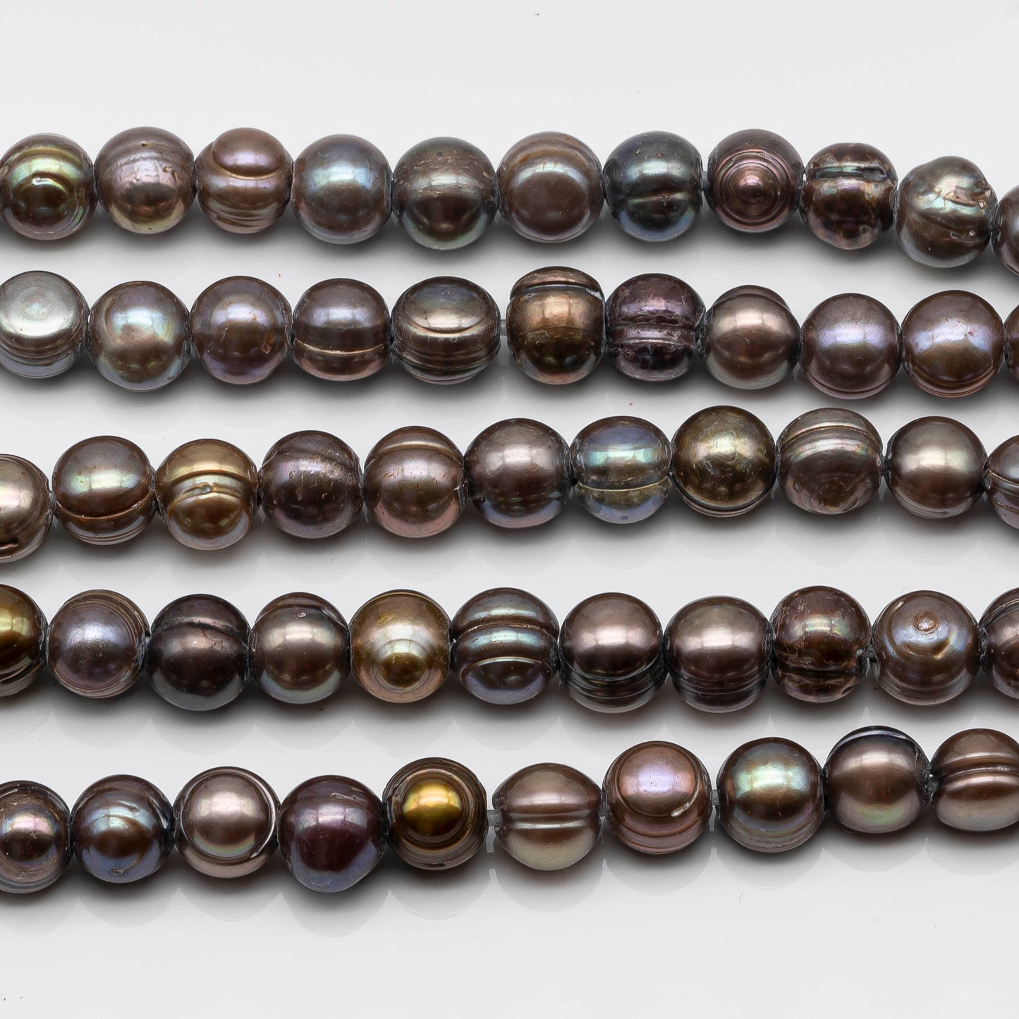 8-10mm Big Hole Bead in Olive Brown, Freshwater Pearl Potato Shape with 2.5mm Hole in 8 Inch Strand for Jewelry Making, SKU # 1570FW