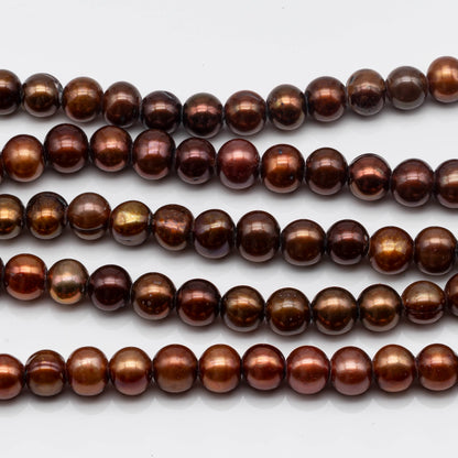 8-10mm Big Hole Bead in Chocolate, Freshwater Pearl Potato Shape with 2.5mm Hole in 8 Inch Strand for you DYI, SKU # 1572FW