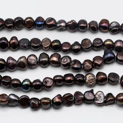 9-11mm Black Large Hole Pearl in Nugget Shape with 2.5mm Hole in 8 Inch Stand for Beading, SKU # 1581FW