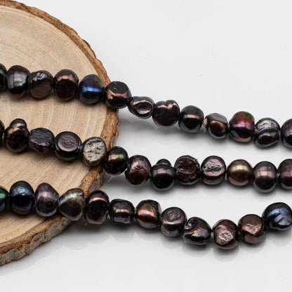 9-11mm Black Large Hole Pearl in Nugget Shape with 2.5mm Hole in 8 Inch Stand for Beading, SKU # 1581FW