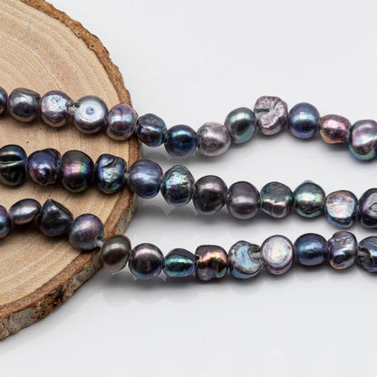 9-11mm Peacock Large Hole Pearl Bead in Nugget Shape, 2.5mm Hole in 8 Inch Stand for Jewelry Making, SKU # 1585FW