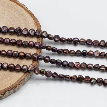 6-7mm Freshwater Pearl Center Side Drilled Bronze Color in Full Stand fro Beading, SKU # 1593FW