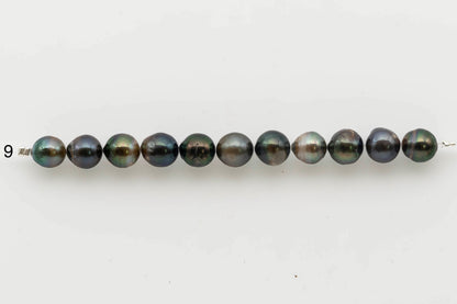 8-9mm Natural Mixed Color Tahitian Pearl Near Round or Teardrop with Natural Color in Short Strand for Beading, SKU # 1523TH