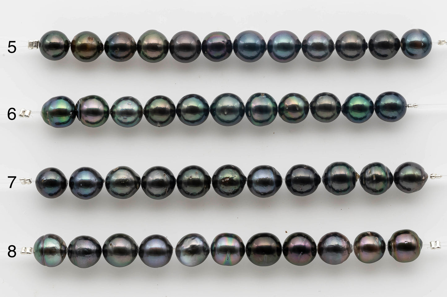 8-9mm Amazing Round Tahitian Pearl with High Luster and  Natural Color in Short Strand for Making Jewelry, SKU # 1524TH