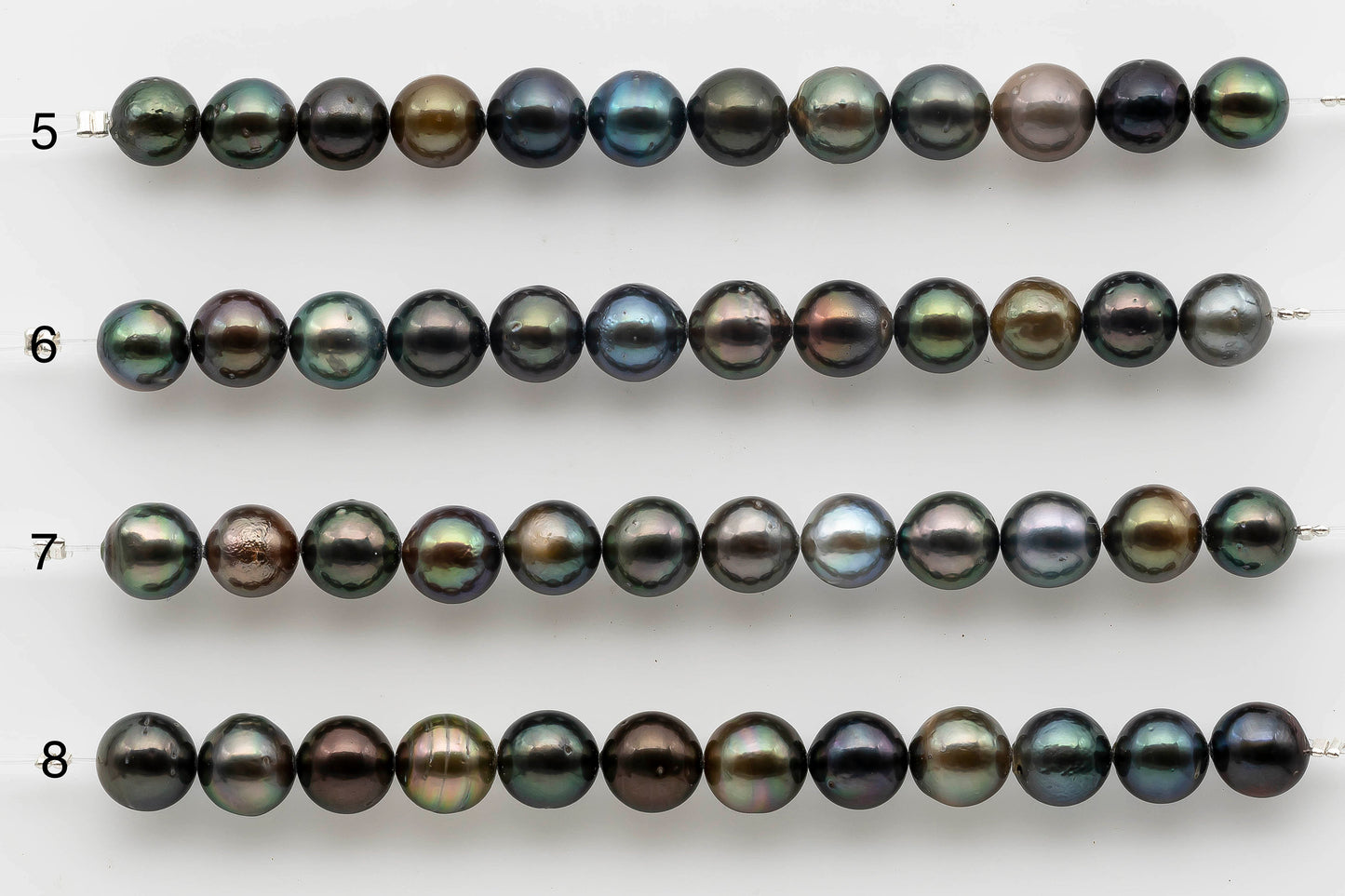 8-9mm Multi Color Tahitian Pearl Round with Amazing Luster in Short Strands for Jewelry Making, SKU # 1526TH