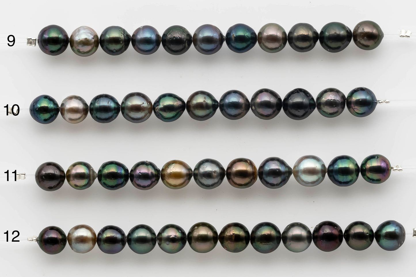 8-9mm Multi Color Tahitian Pearl Round with Amazing Luster in Short Strands for Jewelry Making, SKU # 1526TH