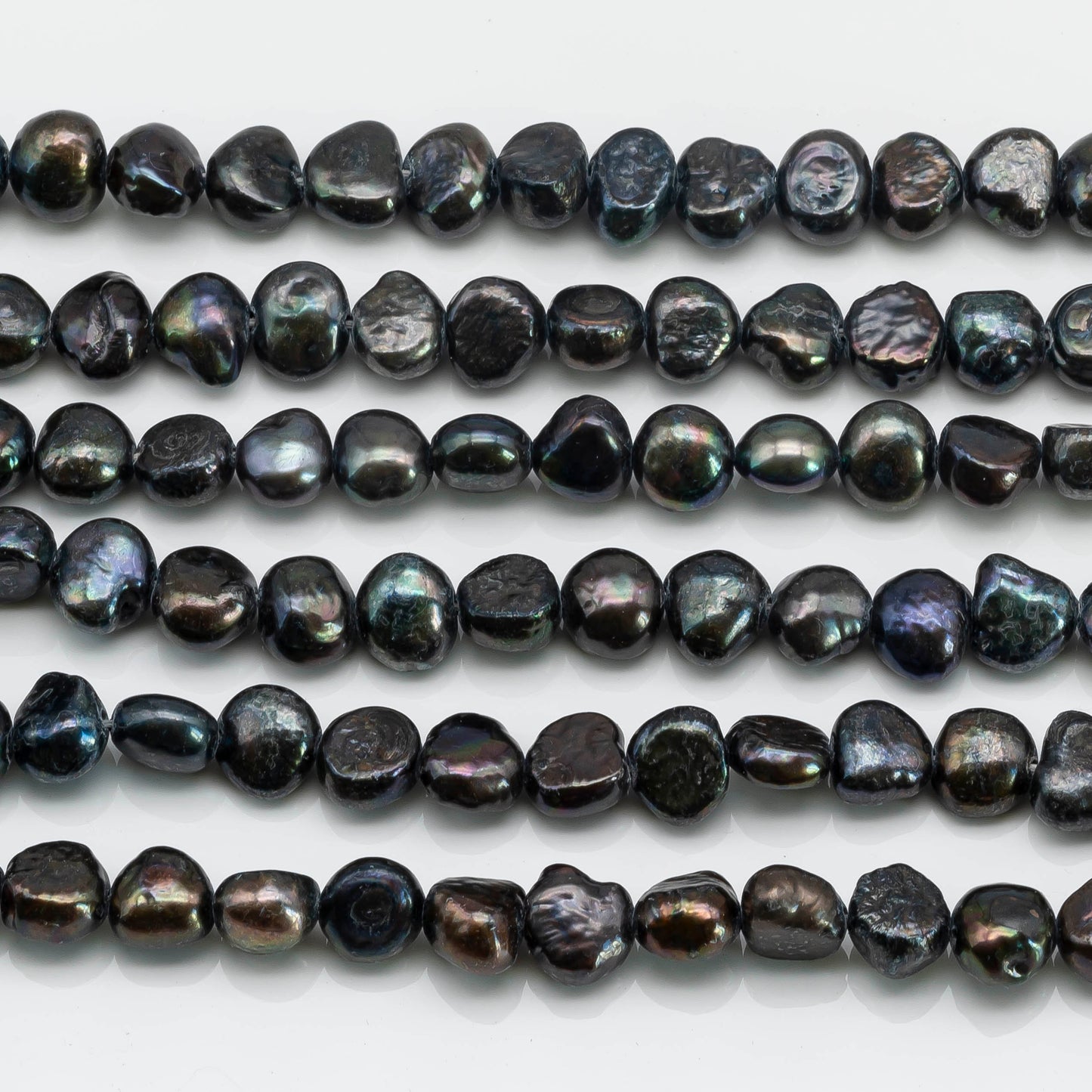 8-9mm Freshwater Pearl Nugget in Black Color in Full Strand for Beading, SKU # 1601FW