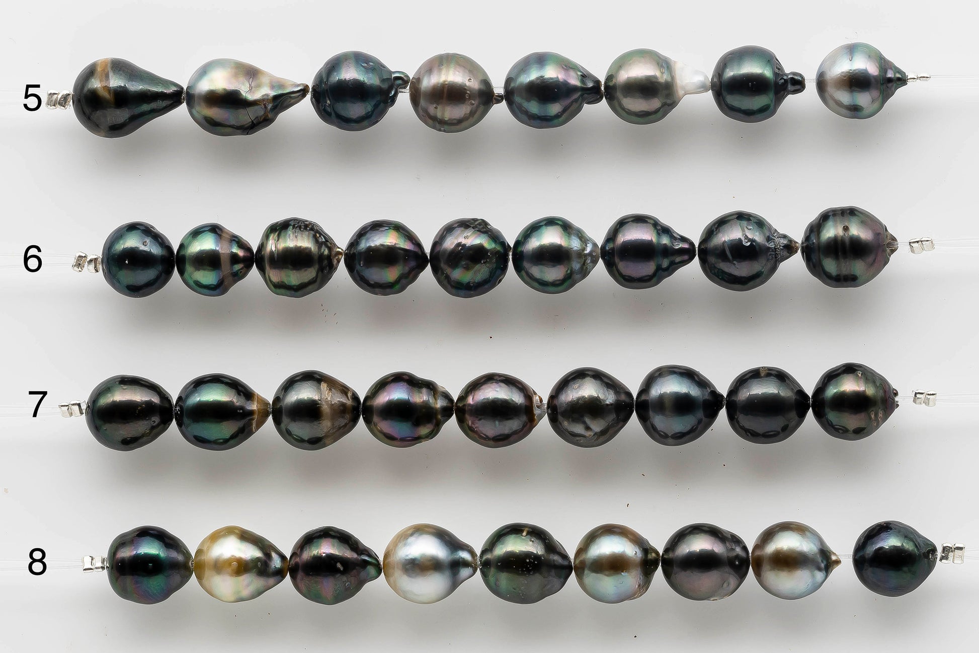 9-10mm Tahitian Pearl in short strand number 5 to 8