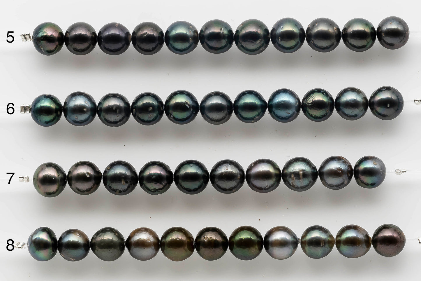 9-10mm Round Tahitian Pearl with High Luster and Natural Color in Short Strand for Jewelry Making, SKU # 1534TH