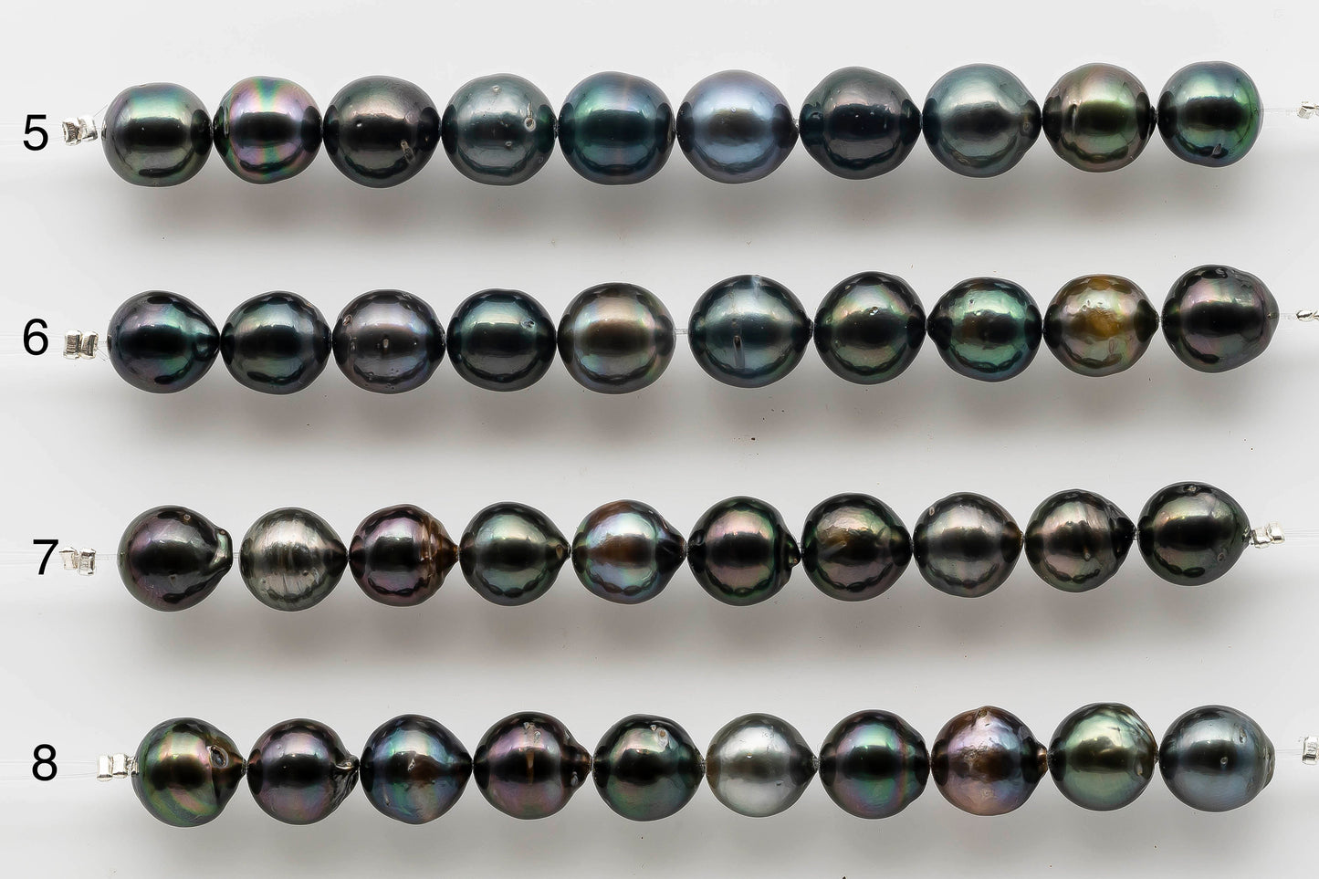 9-10mm Drop Tahitian Pearl with High Luster and Natural Multi Color in Short Strand for DYI, SKU # 1537TH