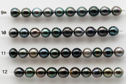 9-10mm Multi Color Teardrop Tahitian Pearl with Amazing High Luster in Short Strand for Making Jewelry, SKU # 1541TH