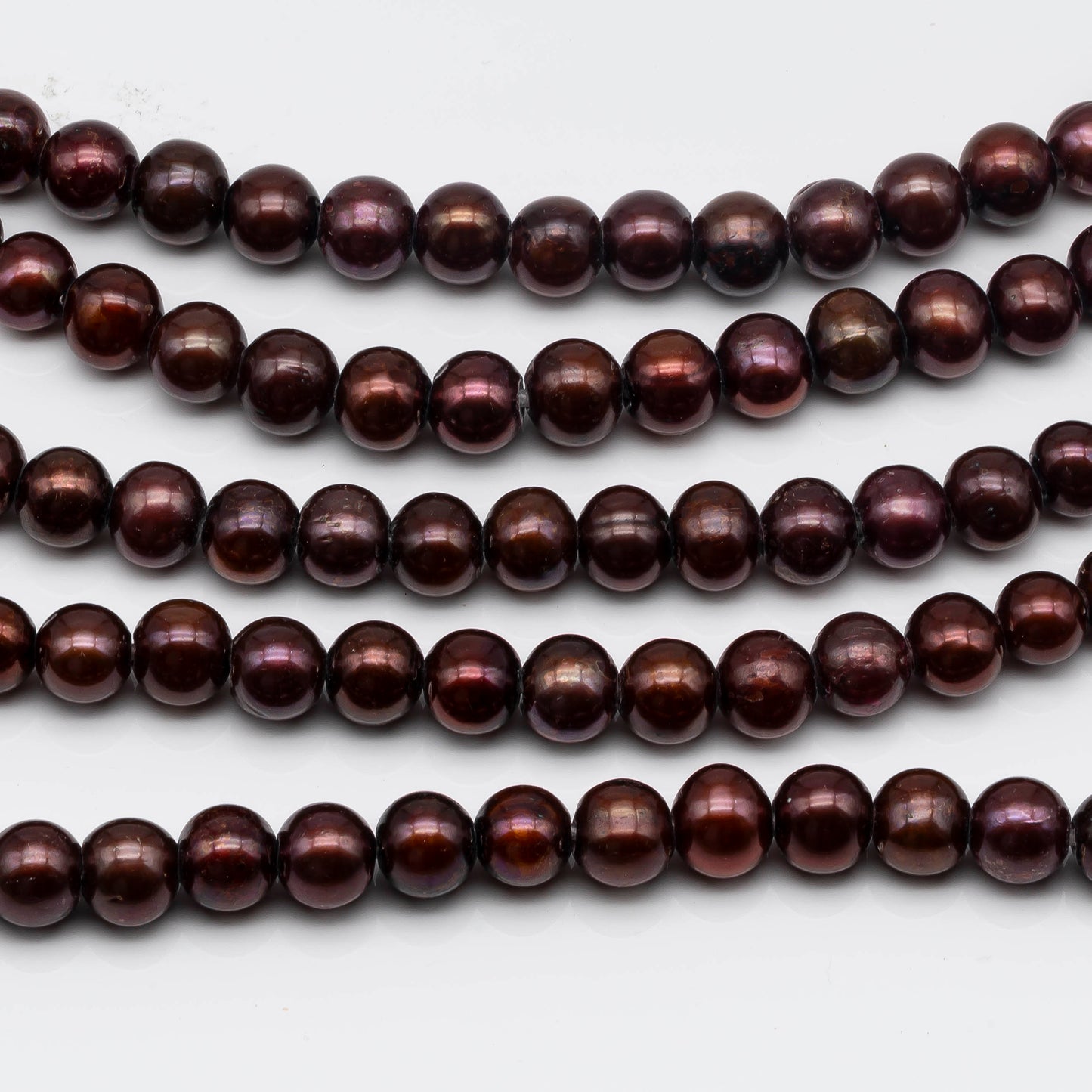 8-10mm Large Hole Bead in Bronze Color, Freshwater Pearl Round Shape with 2.5mm Hole in 8 inch Strand for Jewelry Making, SKU # 1558FW