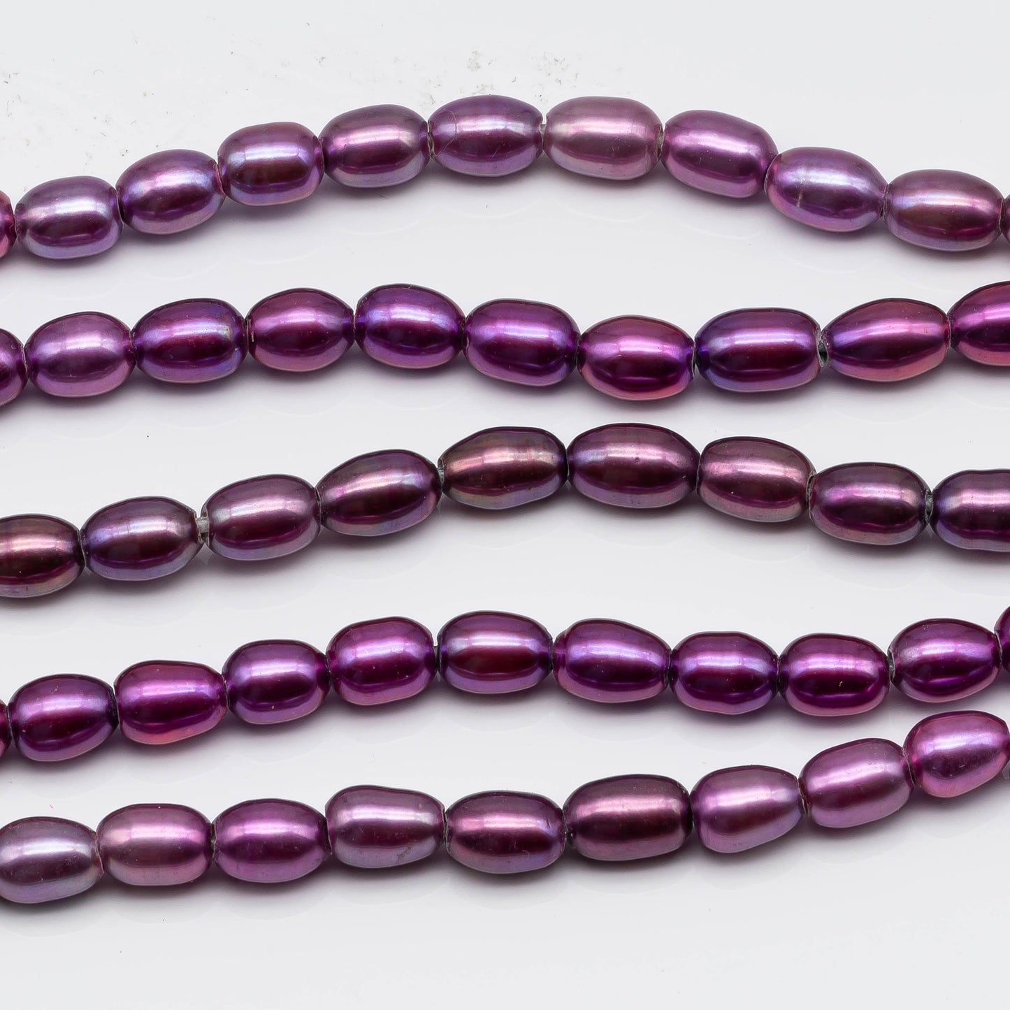 8-9mm Large Hole bead in Purple Color, Freshwater Pearl Rice Shape with 2.5mm Hole in 8 inch Strand for Jewelry Making, SKU # 1559FW