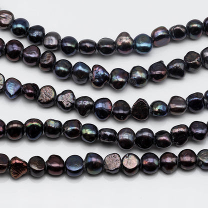 10-11mm Large Hole Bead Peacock Blue Color, Freshwater Pearl Nugget Shape with 2.5mm Hole in 8 inch Strand for Jewelry Making, SKU # 1564FW