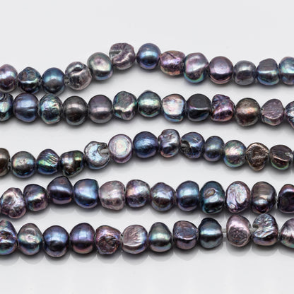 9-11mm Peacock Large Hole Pearl Bead in Nugget Shape, 2.5mm Hole in 8 Inch Stand for Jewelry Making, SKU # 1585FW