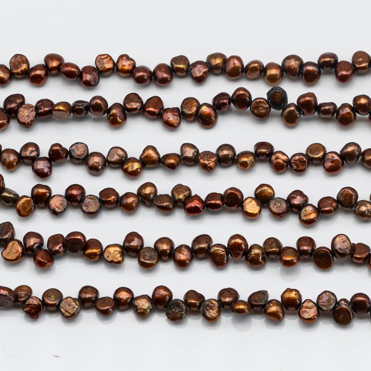 6-7mm Freshwater Pearl Nugget Top Drilled Chocolate with Beautiful Luster in Full Strand for DYI, SKU # 1590FW