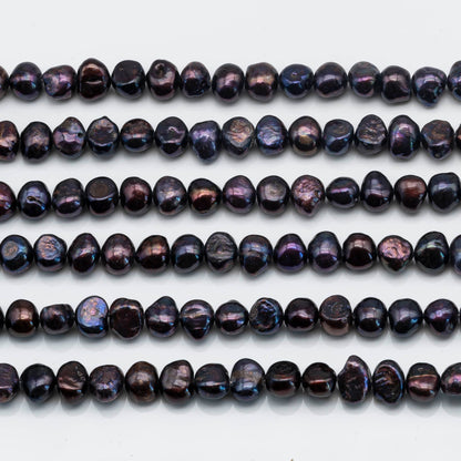7-8mm Freshwater Pearl Nugget Shape in Peacock Purple with Beautiful Luster in Full Strand for DYI Project, SKU # 1591FW