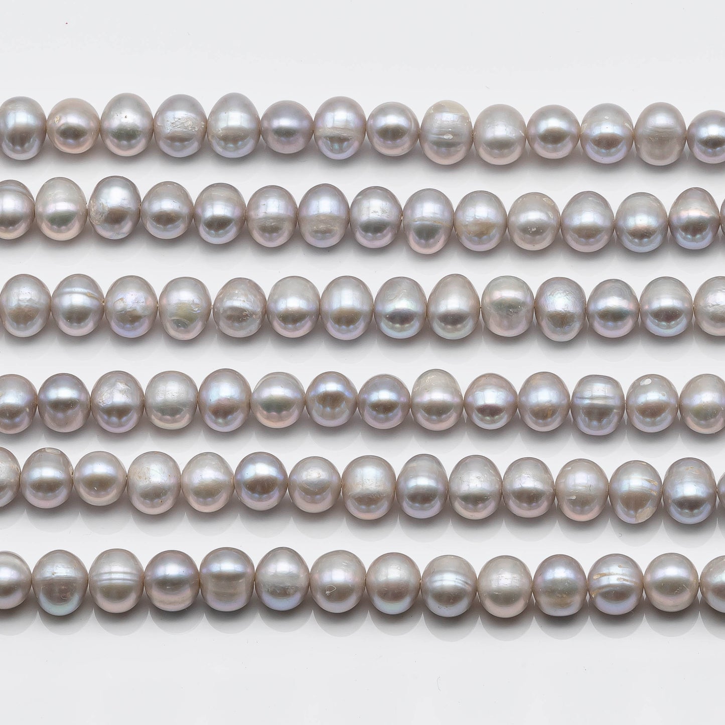 7-8mm Freshwater Pearl Bead in Silver or Grey Near Round Shape for Jewelry Making, SKU # 1606FW