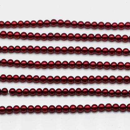 4-5mm Freshwater Pearl Bead in Red Color Round Shape for Jewelry Making, SKU # 1608FW
