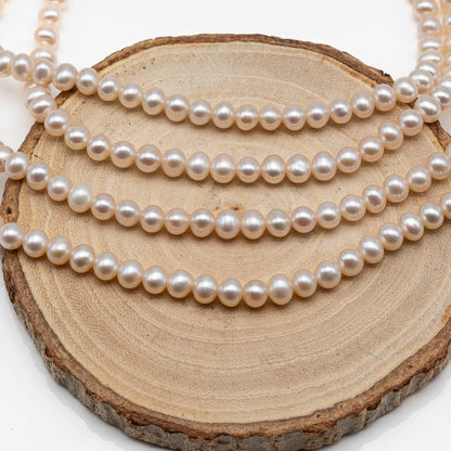 6-7mm White Freshwater Pearl Bead in Near Round Shape for Jewelry Making, SKU # 1609ED