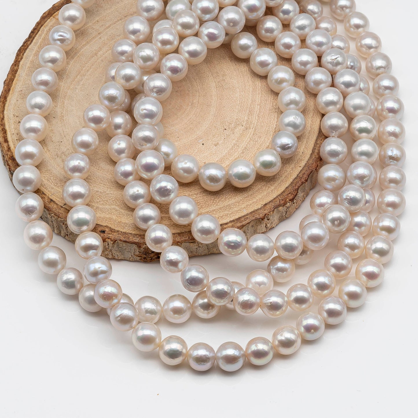 8-8.5mm High Luster Freshwater Pearl Bead Near Round in White Color with Blemishes for Making Jewelry, SKU # 1611ED