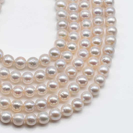 8-8.5mm High Luster Freshwater Pearl Bead Near Round in White Color with Blemishes for Making Jewelry, SKU # 1611ED