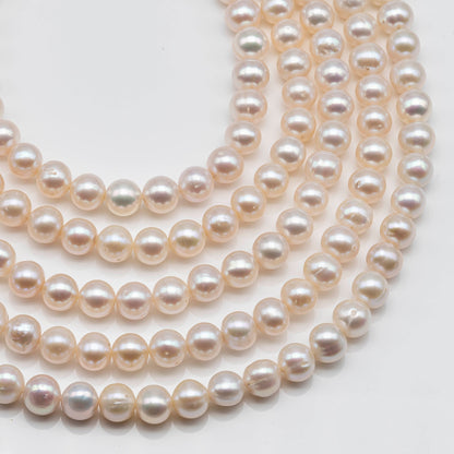 8-8.5mm Round Freshwater Pearl Bead in Natural White Color with Blemish for Jewelry Making, SKU # 1612E