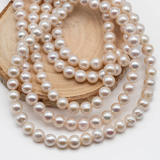 8-8.5mm Round Freshwater Pearl Bead in Natural White Color with Blemish for Jewelry Making, SKU # 1612E