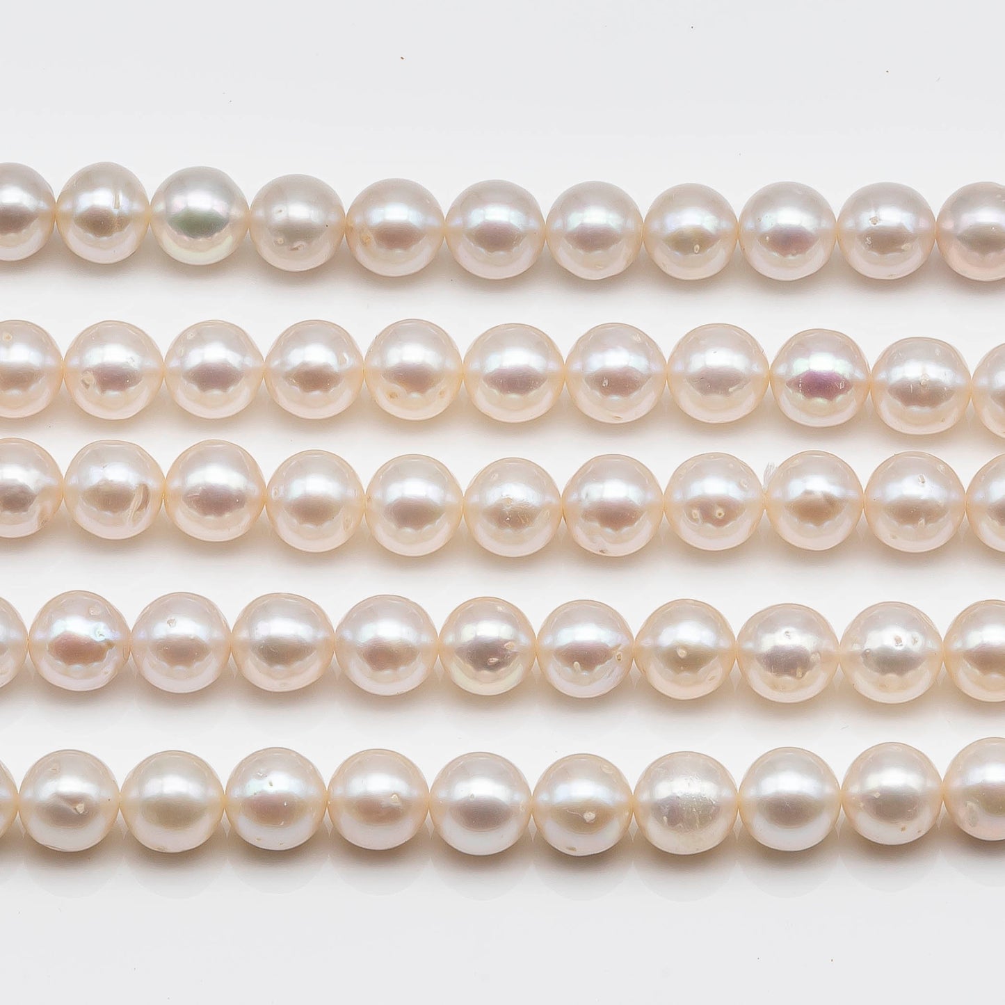 7.5-8mm Round Freshwater Pearl Bead in Natural White Color and High Luster with Blemishes for Jewelry Making, SKU # 1614ED