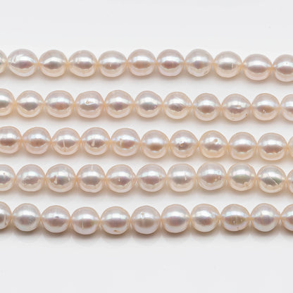 7.5-8mm Near Round Freshwater Pearl Bead in Natural White Color and High Luster with Blemishes for Jewelry Making, SKU # 1615ED