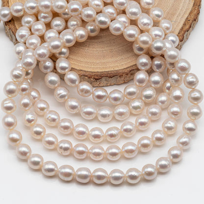 7.5-8mm Near Round Freshwater Pearl Bead in Natural White Color and High Luster with Blemishes for Jewelry Making, SKU # 1615ED