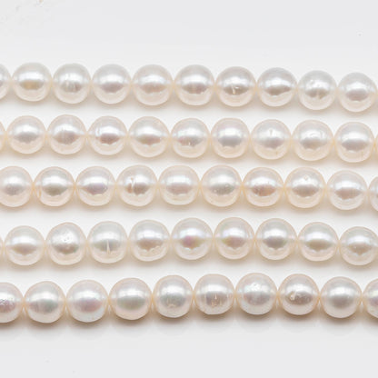 8-9mm Round White Freshwater Pearl Bead with Blemishes for Jewelry Making, SKU # 1616ED