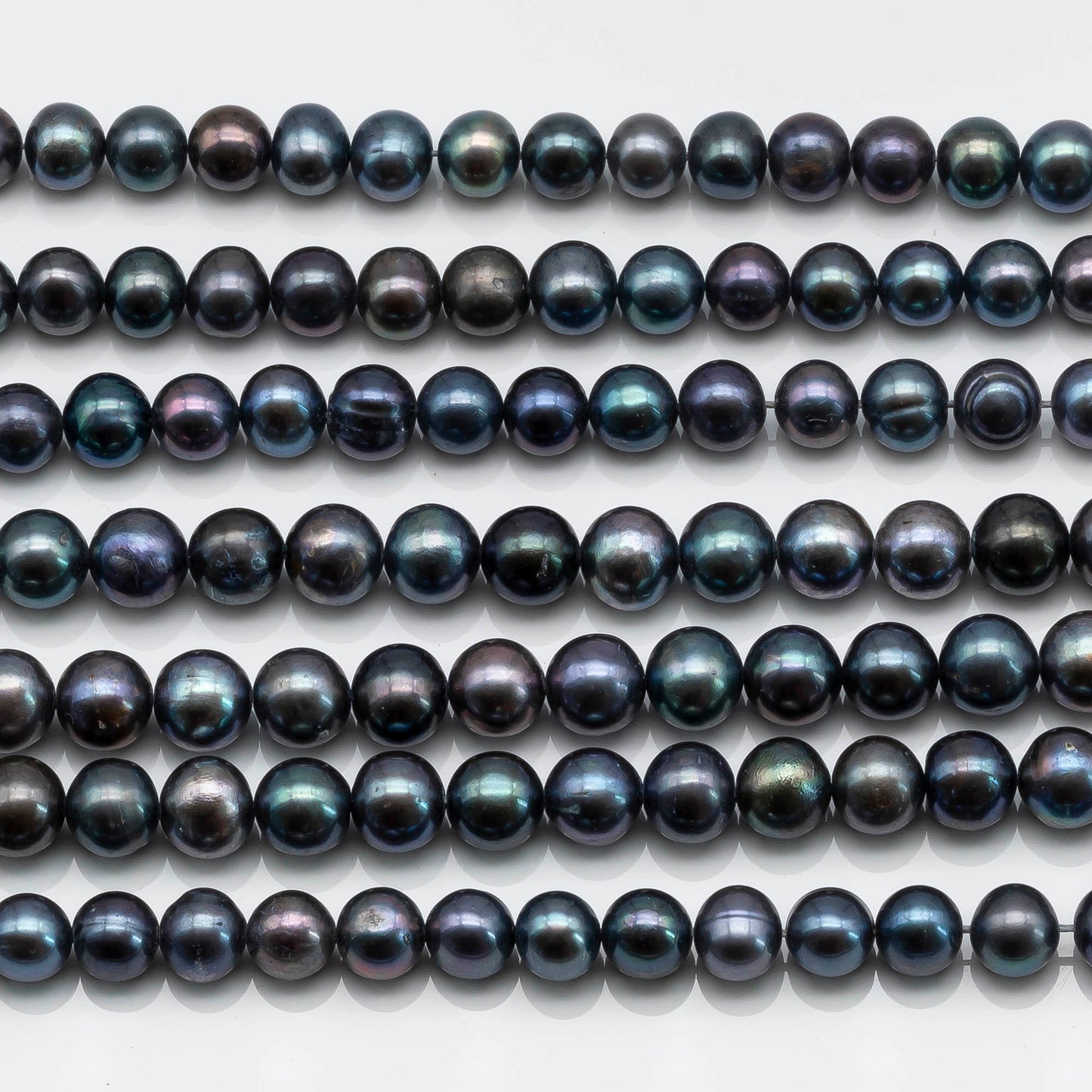 6-8mm Freshwater Pearl Potato Beads in Peacock Color in Full Strand with High Luster for Jewelry Making, SKU # 1620FW