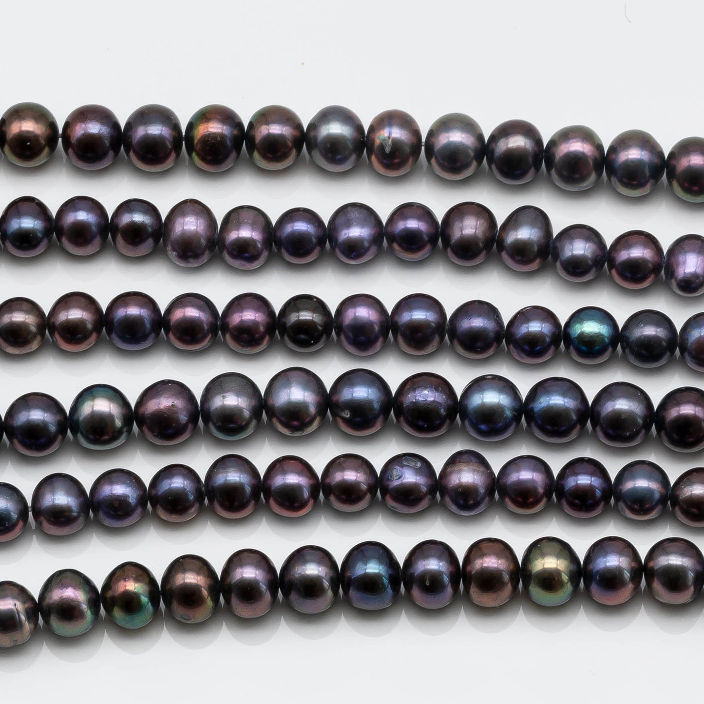 6-8mm Peacock Purple Freshwater Pearl Beads Round Shape with High Luster for Jewelry Making, SKU # 1623FW