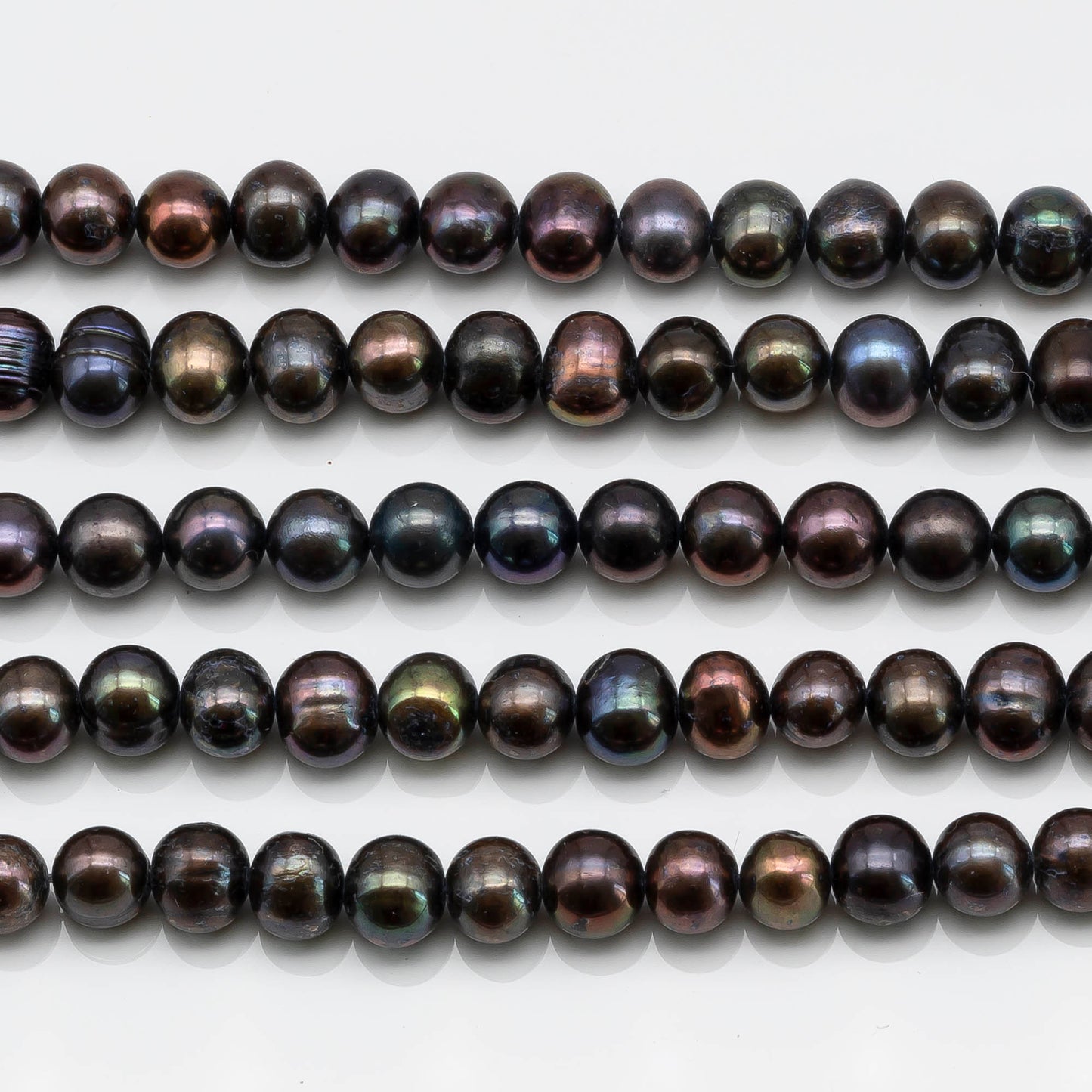 7-8mm Freshwater Pearl Beads in Peacock Purple with Green and Brown in High Luster for Jewelry Making, SKU # 1624FW