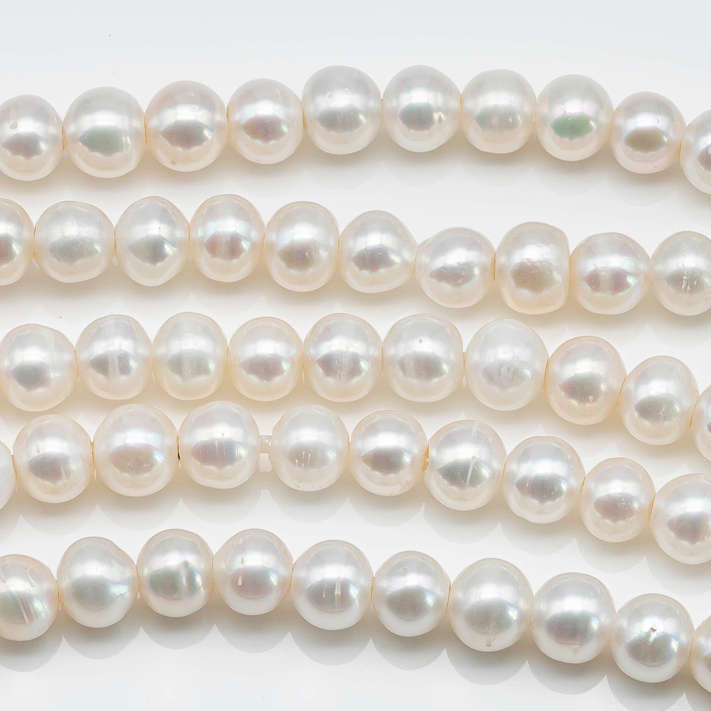 8-9mm Round White Large Hole Freshwater Pearl, High Luster Big Hole Bead in 8 Inch Strand for Jewelry Making, SKU # 1637FW