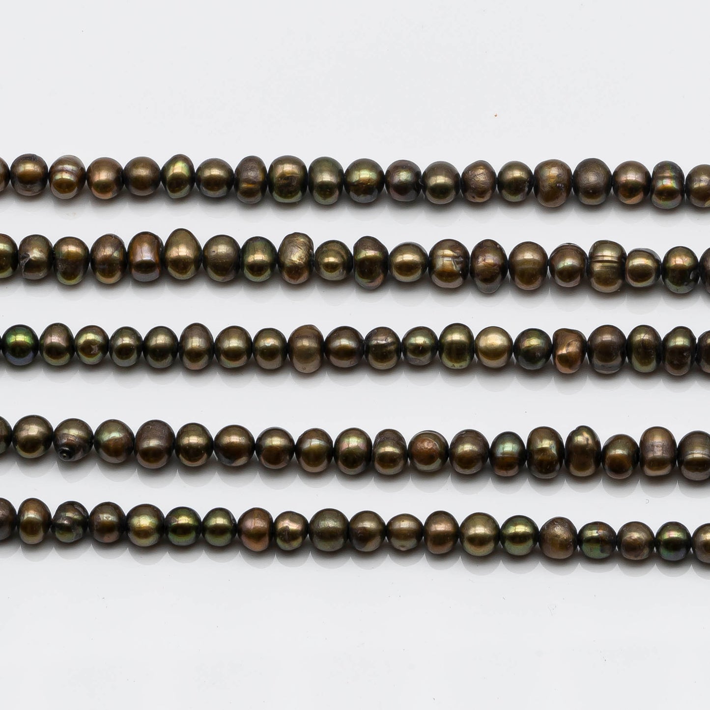 4-5mm Freshwater Pearl Bead in Olive Green Potato Shape for Jewelry Making, SKU # 1605FW