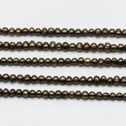 4-5mm Freshwater Pearl Bead in Olive Green Potato Shape for Jewelry Making, SKU # 1605FW
