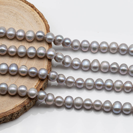 7-8mm Freshwater Pearl Bead in Silver or Grey Near Round Shape for Jewelry Making, SKU # 1606FW