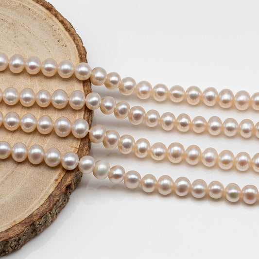 6-7mm White Freshwater Pearl Bead in Near Round Shape for Jewelry Making, SKU # 1609ED