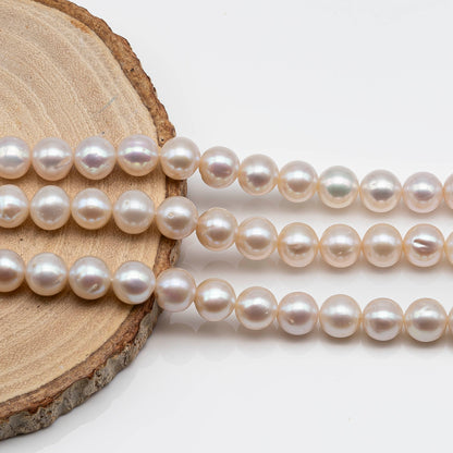 8-8.5mm Round Freshwater Pearl Bead in Natural White Color with Blemish for Jewelry Making, SKU # 1612E