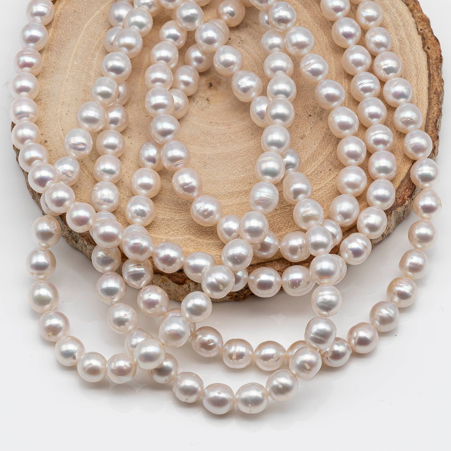 6.5-7mm Near Round Freshwater Pearl Bead in Natural White Color with High Luster and Blemish for Jewelry Making, SKU # 1613ED