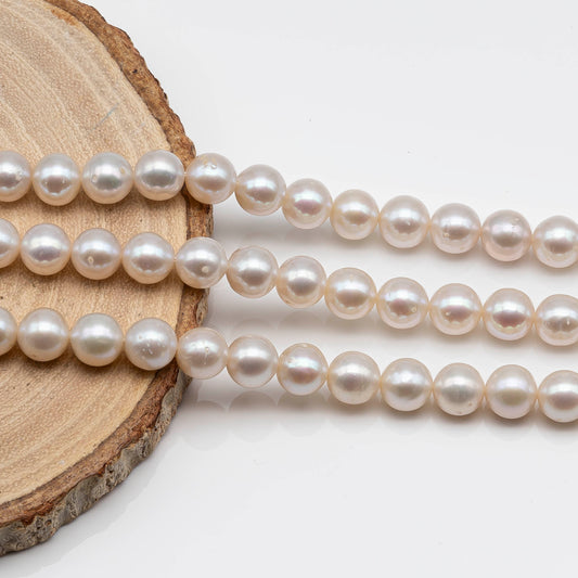 7.5-8mm Round Freshwater Pearl Bead in Natural White Color and High Luster with Blemishes for Jewelry Making, SKU # 1614ED