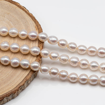 7.5-8mm Near Round Freshwater Pearl Bead in Natural White Color and High Luster with Blemishes for Jewelry Making, SKU # 1615ED
